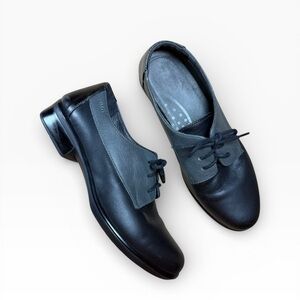 NAOT Women’s Lace-Up Oxford Low Heel Comfort Shoes - Black Leather - EU Size 39